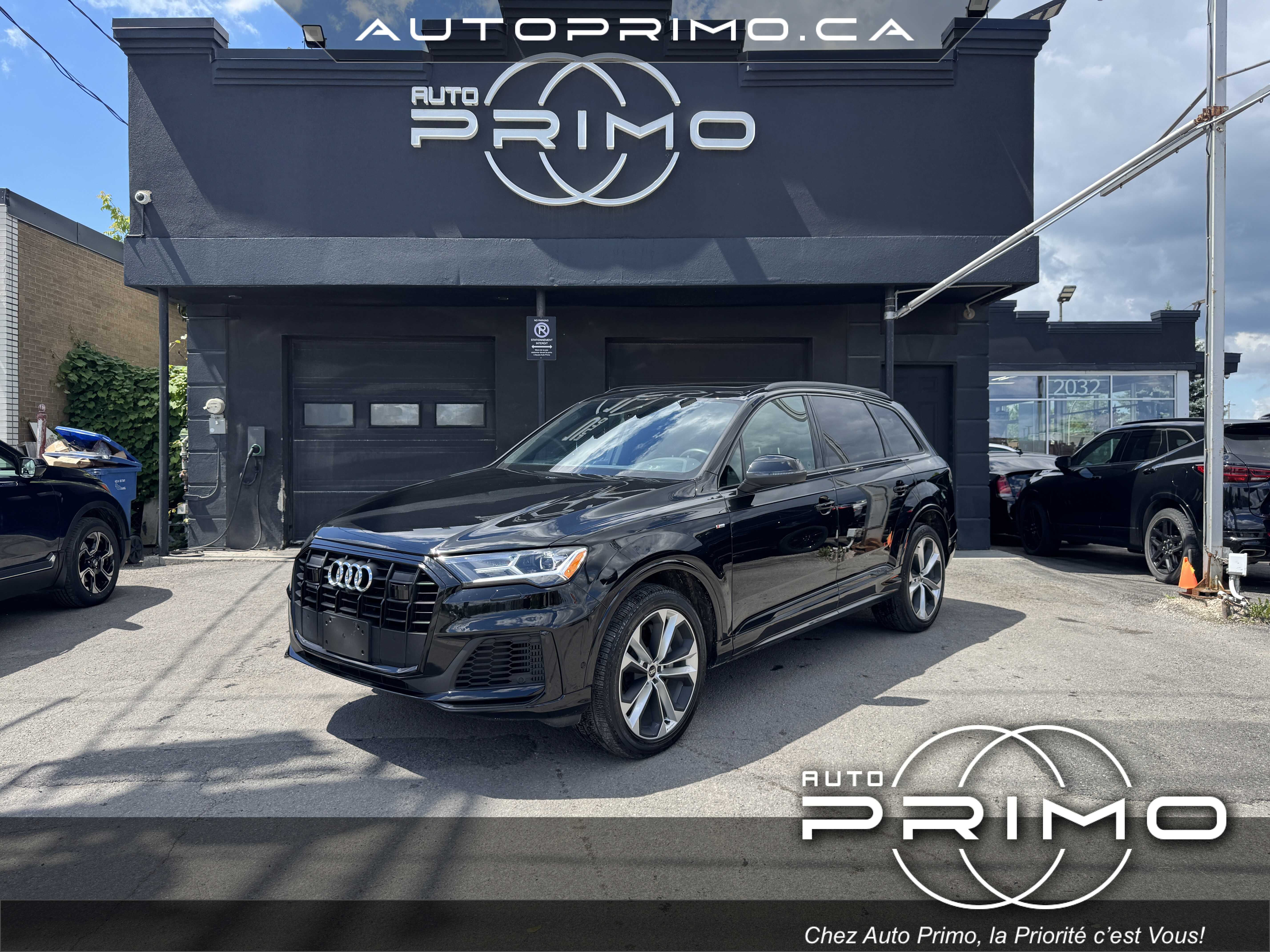 2022 Audi Q7 Progressiv 55 TFSI Quattro Automatique avec 7 Passagers Sièges en Cuir Toit Ouvrant Panoramique Navigation GPS Carplay Caméra de Recul 360 Bluetooth Mags chez Auto Primo Laval 2022 Audi Q7 Progressiv 55 TFSI Quattro Automatique avec 7 Passagers Sièges en Cuir Toit Ouvrant Panoramique Navigation GPS Carplay Caméra de Recul 360 Bluetooth Mags chez Auto Primo Laval